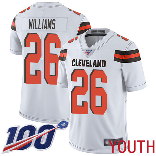 Cleveland Browns Greedy Williams Youth White Limited Jersey #26 NFL Football Road 100th Season Vapor Untouchable->youth nfl jersey->Youth Jersey